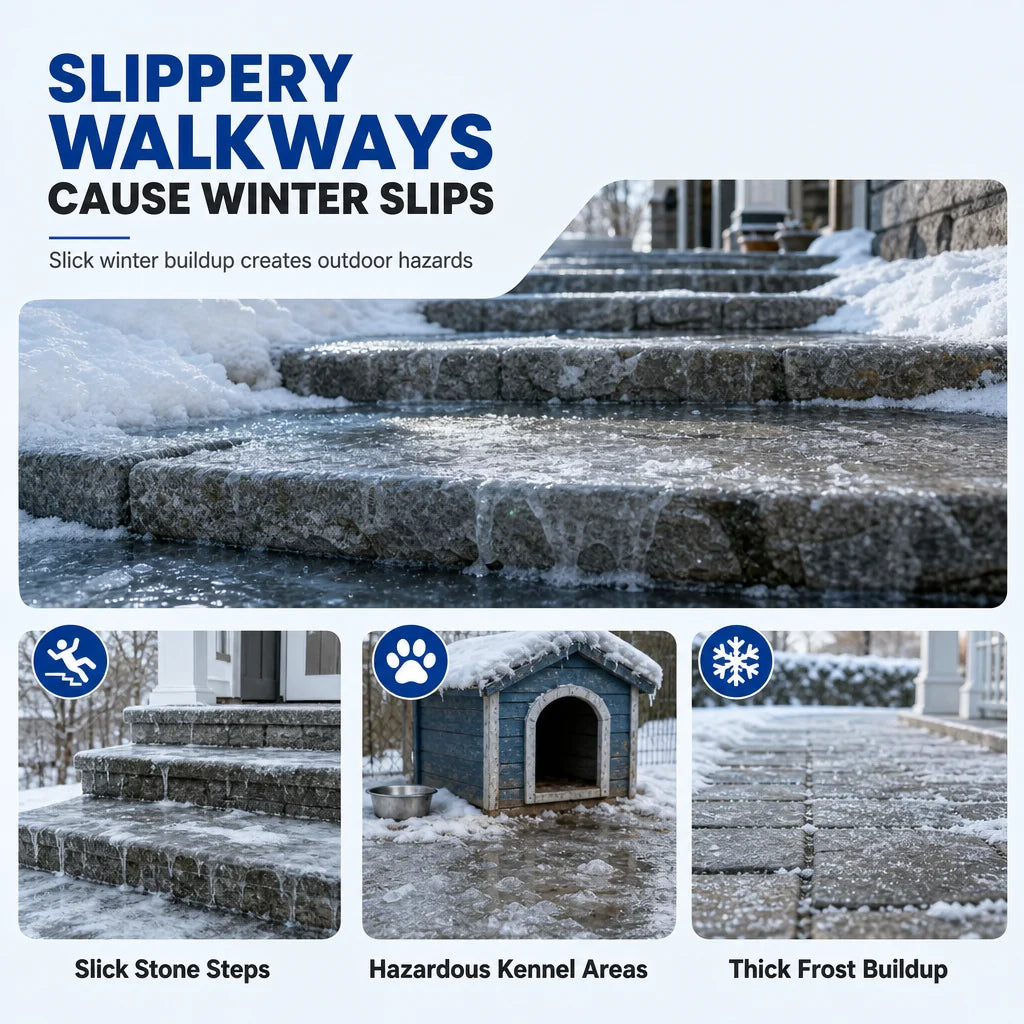 Outdoor Ice Melt Spray – Easily Clear Frost & Ice from Steps, Walkways & Patios