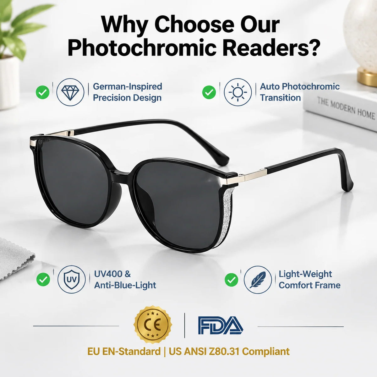 👓Auto‑Transition Photochromic Reading Glasses