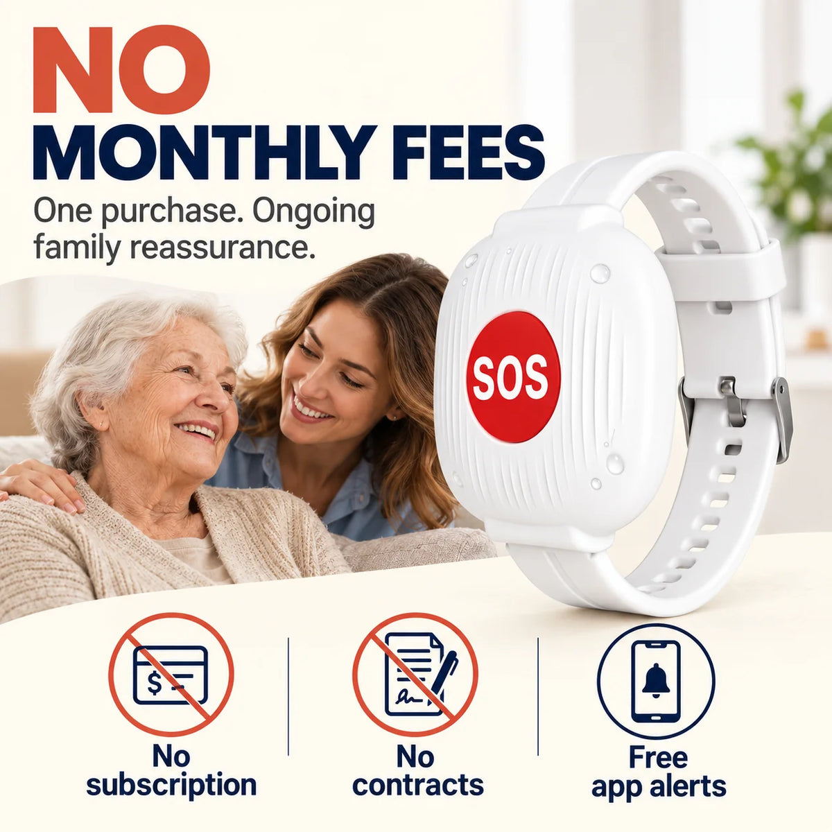 ❤️SOS Emergency Wristband for Seniors – One-Button Alert with Wi-Fi App Notifications