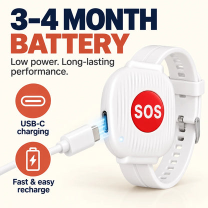 ❤️SOS Emergency Wristband for Seniors – One-Button Alert with Wi-Fi App Notifications