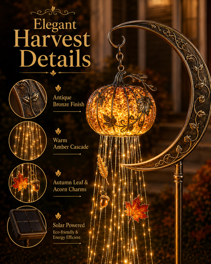 🎃 Harvest Moon Pumpkin Glow Solar Cascade Yard Light