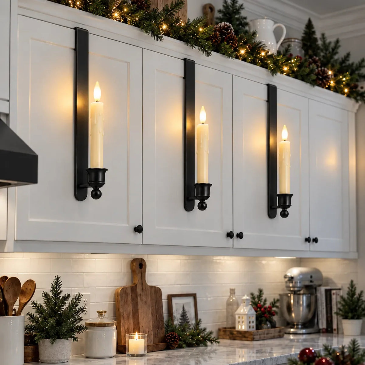 3-Pack Vintage Brass Cabinet Candles with Remote