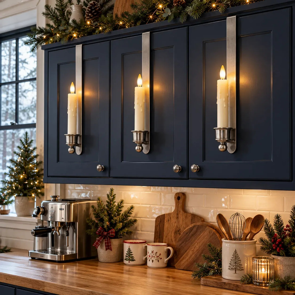 3-Pack Vintage Brass Cabinet Candles with Remote