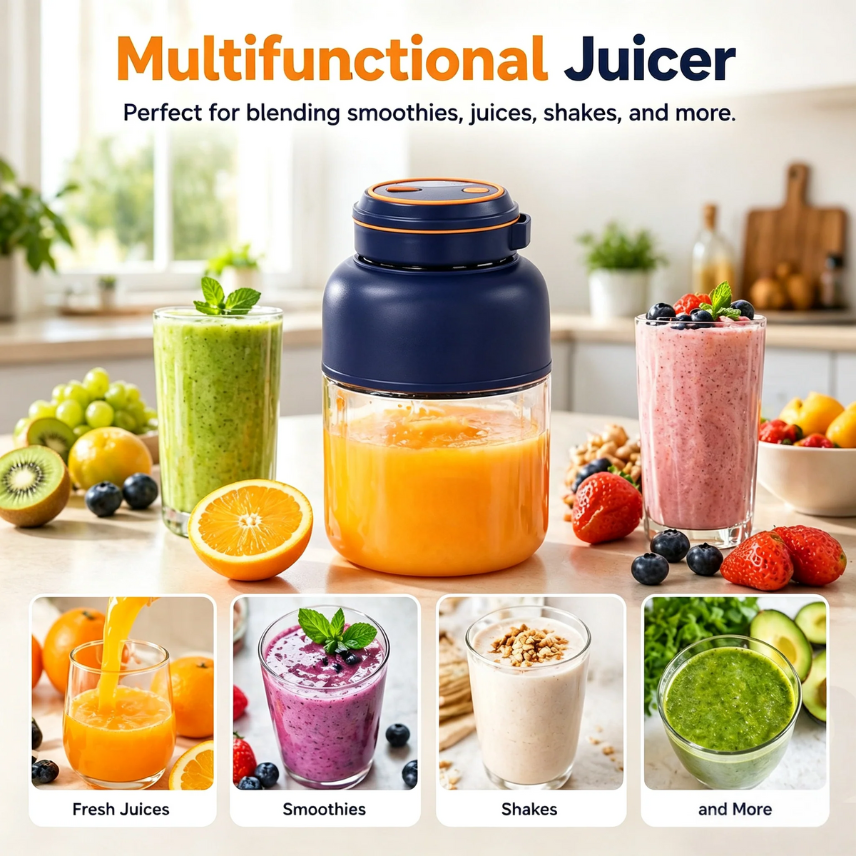 Portable Household Appliances Juicer,USB Summer Essentials Smoothieblender🍓
