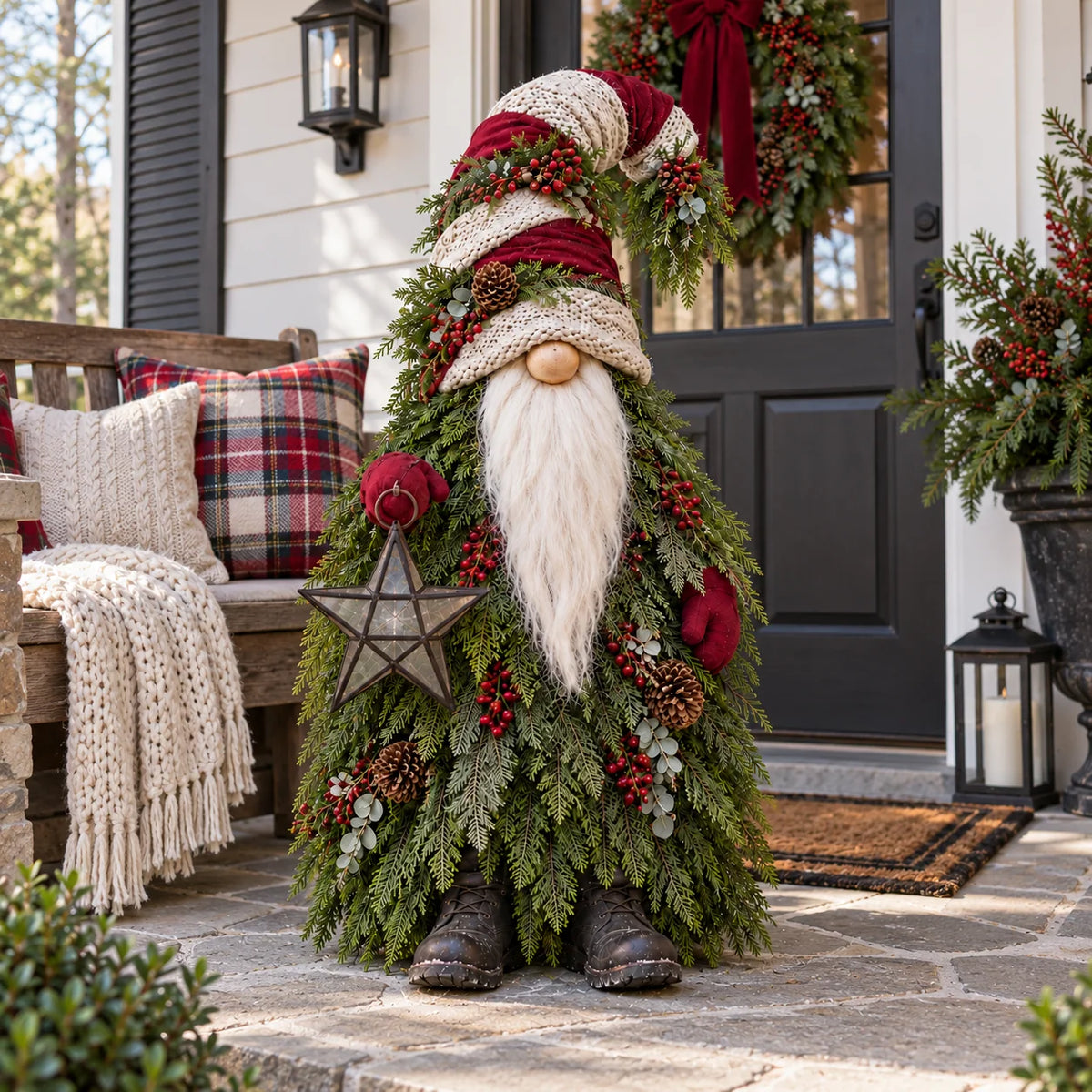 Lighted Christmas Gnome with Glowing Star – Woodland Holiday Floor Decor