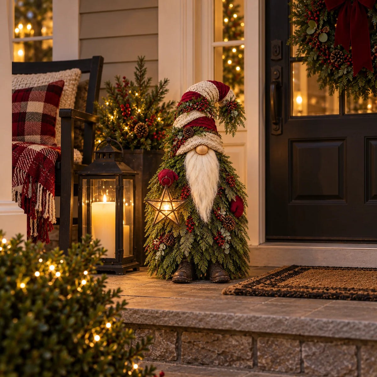 Lighted Christmas Gnome with Glowing Star – Woodland Holiday Floor Decor
