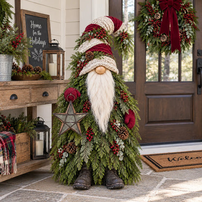 Lighted Christmas Gnome with Glowing Star – Woodland Holiday Floor Decor
