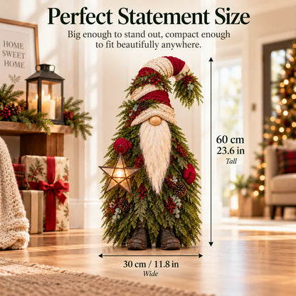 Lighted Christmas Gnome with Glowing Star – Woodland Holiday Floor Decor