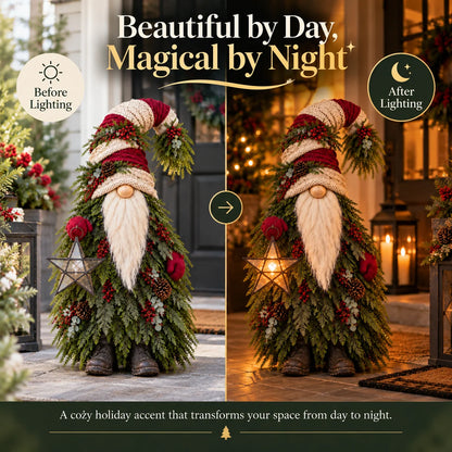 Lighted Christmas Gnome with Glowing Star – Woodland Holiday Floor Decor