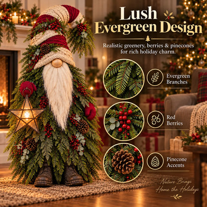 Lighted Christmas Gnome with Glowing Star – Woodland Holiday Floor Decor