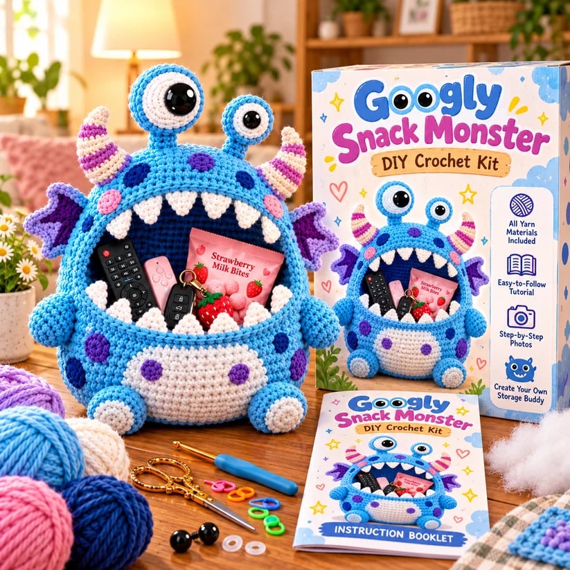 👾🧶DIY Crochet Monster Storage Organizer Kit – 6 Quirky Designs to Choose From