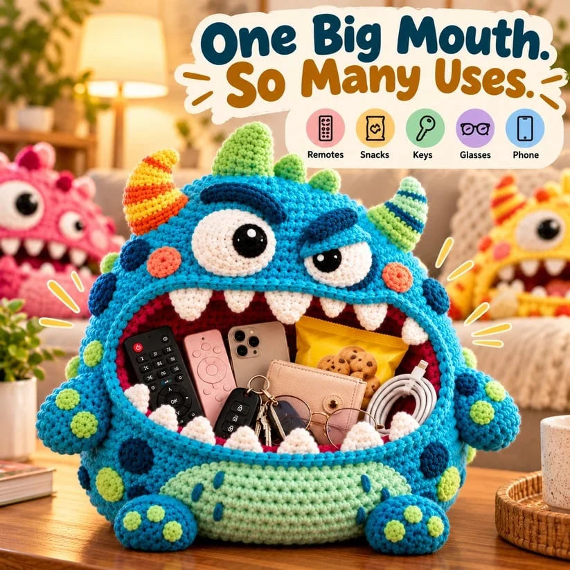 👾🧶DIY Crochet Monster Storage Organizer Kit – 6 Quirky Designs to Choose From