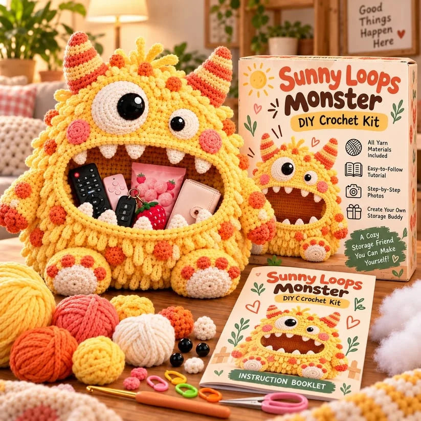 👾🧶DIY Crochet Monster Storage Organizer Kit – 6 Quirky Designs to Choose From