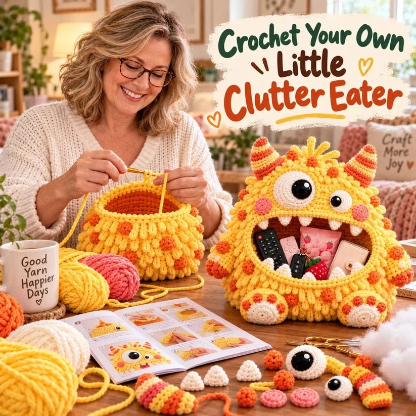 👾🧶DIY Crochet Monster Storage Organizer Kit – 6 Quirky Designs to Choose From