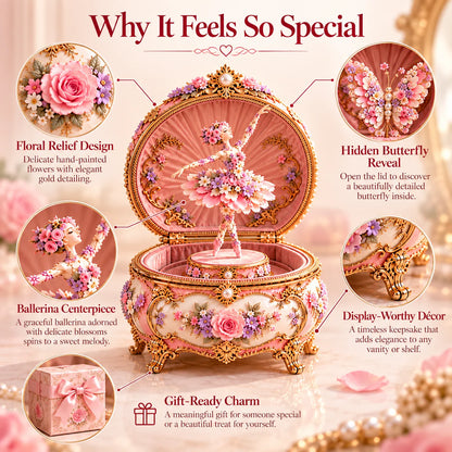 🌸 50% OFF Floral Ballerina Music Box – A Romantic Keepsake With a Magical Butterfly Reveal 🦋