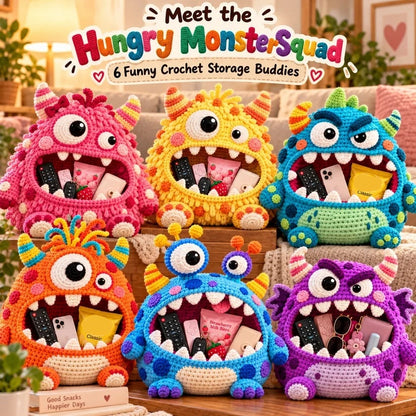 👾🧶DIY Crochet Monster Storage Organizer Kit – 6 Quirky Designs to Choose From