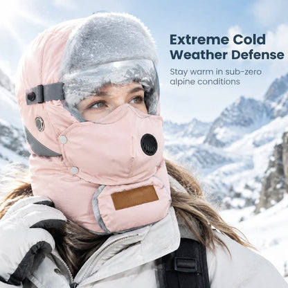 5-in-1 Winter Ushanka Hat with Detachable Face Mask & Goggles