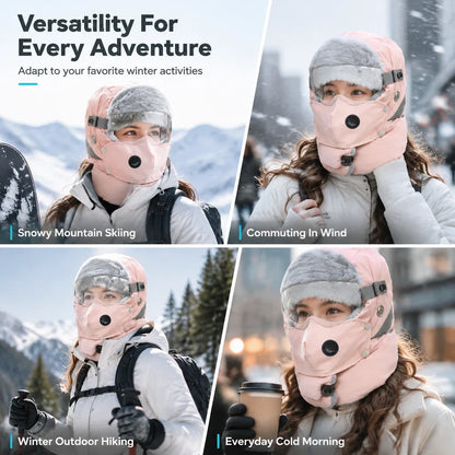5-in-1 Winter Ushanka Hat with Detachable Face Mask & Goggles
