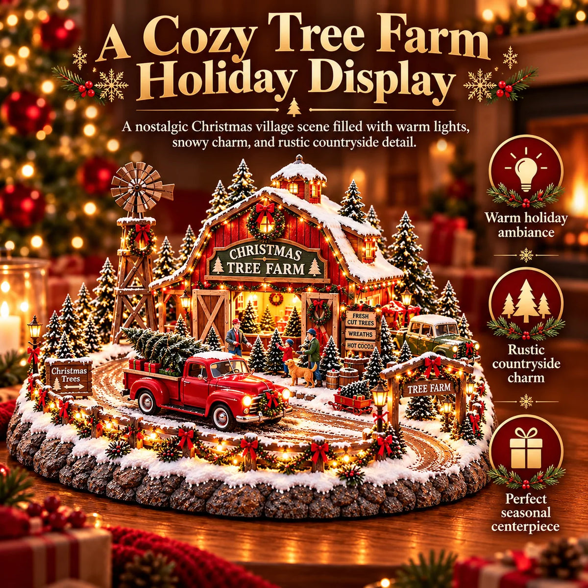 🔥Last Day 50% OFF🔥🚗🎄 Christmas Classic Gas Station Village – Lighted Vintage American Gas Station with Classic Cars