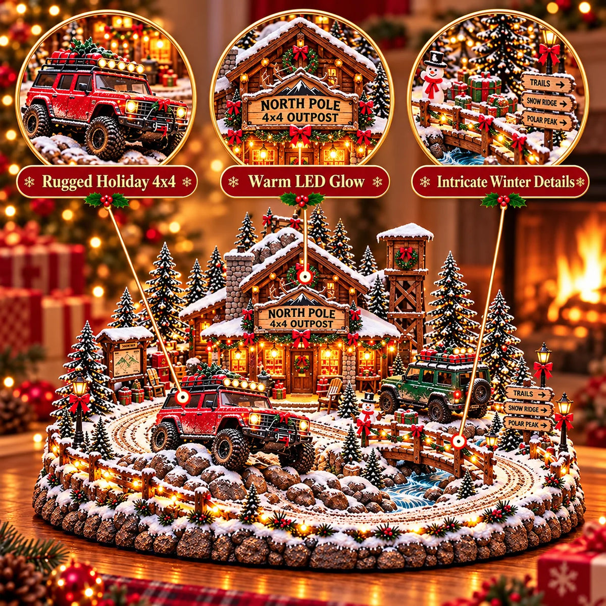 🔥Last Day 50% OFF🔥🚗🎄 Christmas Classic Gas Station Village – Lighted Vintage American Gas Station with Classic Cars