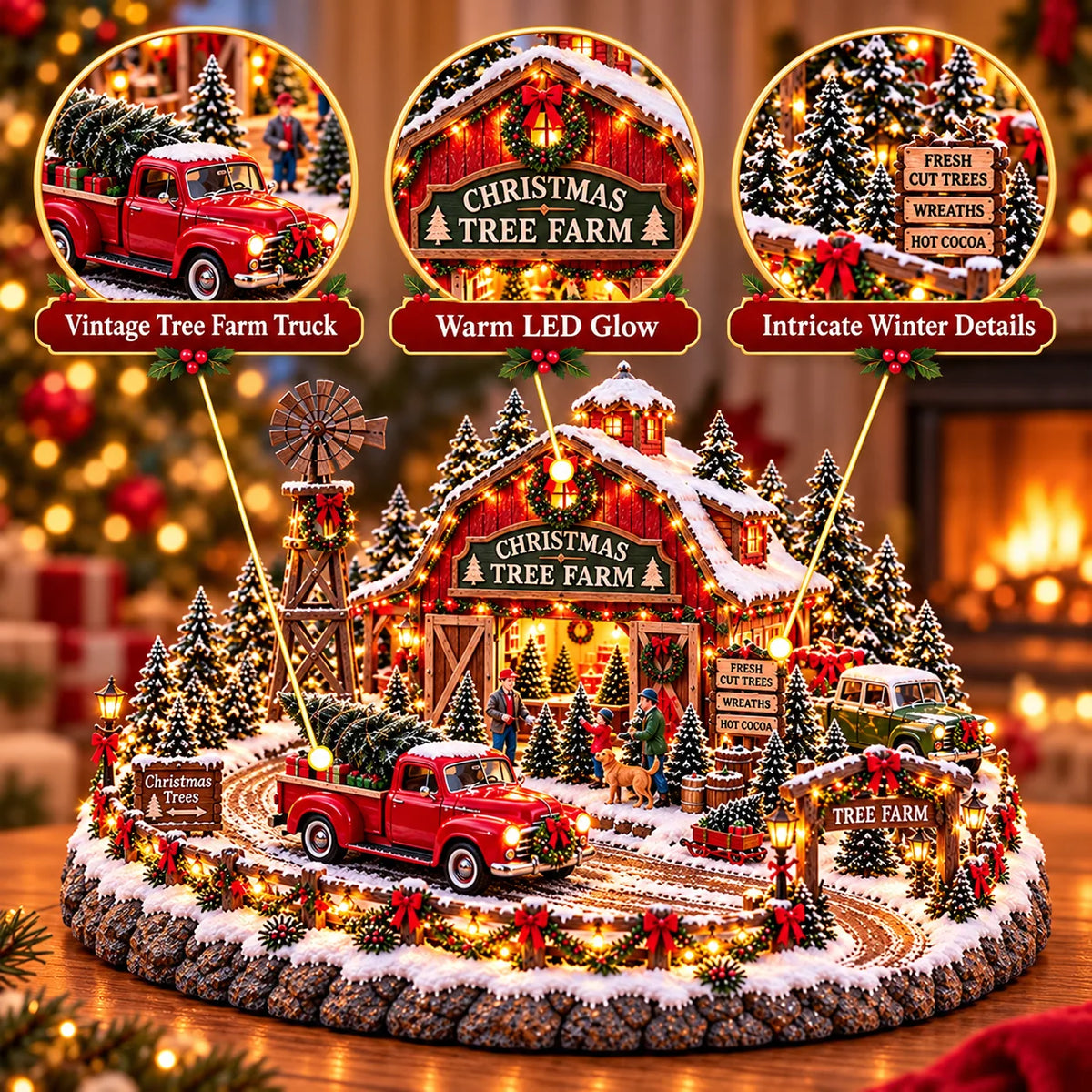 🔥Last Day 50% OFF🔥🚗🎄 Christmas Classic Gas Station Village – Lighted Vintage American Gas Station with Classic Cars