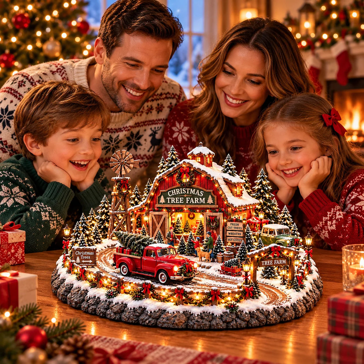 🔥Last Day 50% OFF🔥🚗🎄 Christmas Classic Gas Station Village – Lighted Vintage American Gas Station with Classic Cars