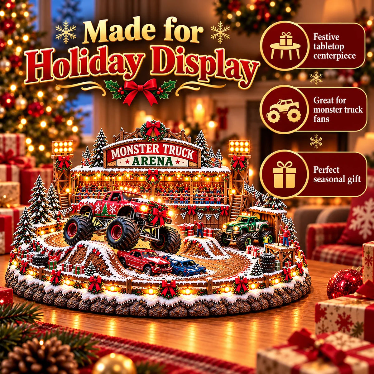🔥Last Day 50% OFF🔥🚗🎄 Christmas Classic Gas Station Village – Lighted Vintage American Gas Station with Classic Cars