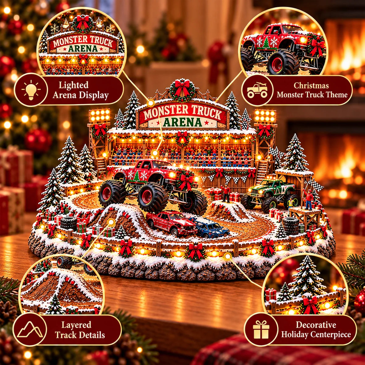 🔥Last Day 50% OFF🔥🚗🎄 Christmas Classic Gas Station Village – Lighted Vintage American Gas Station with Classic Cars