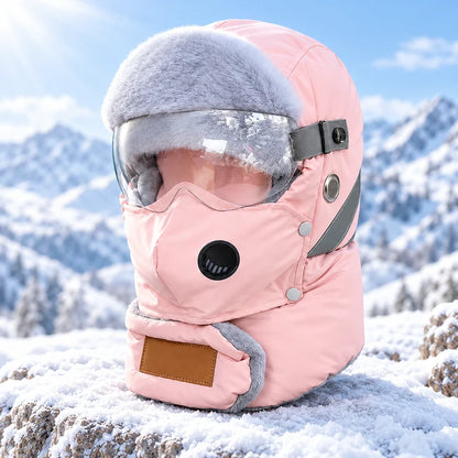 5-in-1 Winter Ushanka Hat with Detachable Face Mask & Goggles