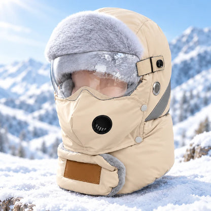 5-in-1 Winter Ushanka Hat with Detachable Face Mask & Goggles