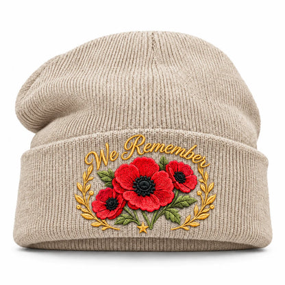 Poppy Remembrance Beanie – Embroidered "Lest We Forget" & "We Remember"