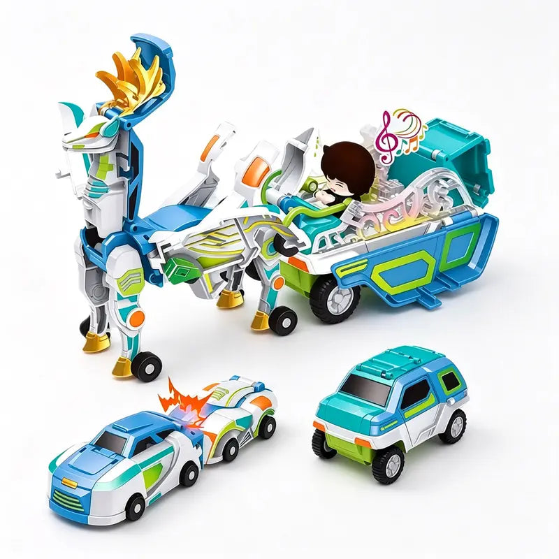 2-in-1 Magnetic Transforming Dragon Car Toy Set – Two Racing Cars, One Dragon