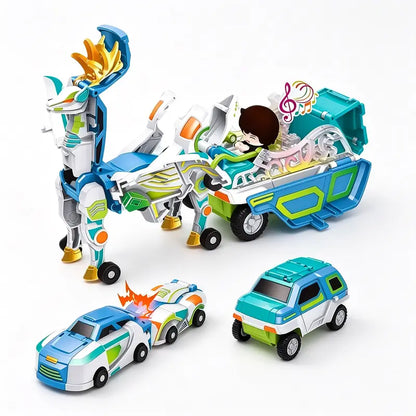 2-in-1 Magnetic Transforming Dragon Car Toy Set – Two Racing Cars, One Dragon