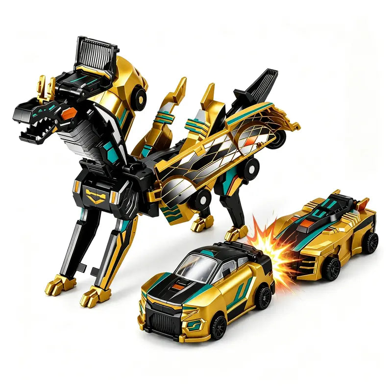 2-in-1 Magnetic Transforming Dragon Car Toy Set – Two Racing Cars, One Dragon