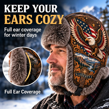⏳ Last Day 50% OFF – 🦅❄️"Wings of Freedom" Winter Ear-Flap Hat with Plush Lining