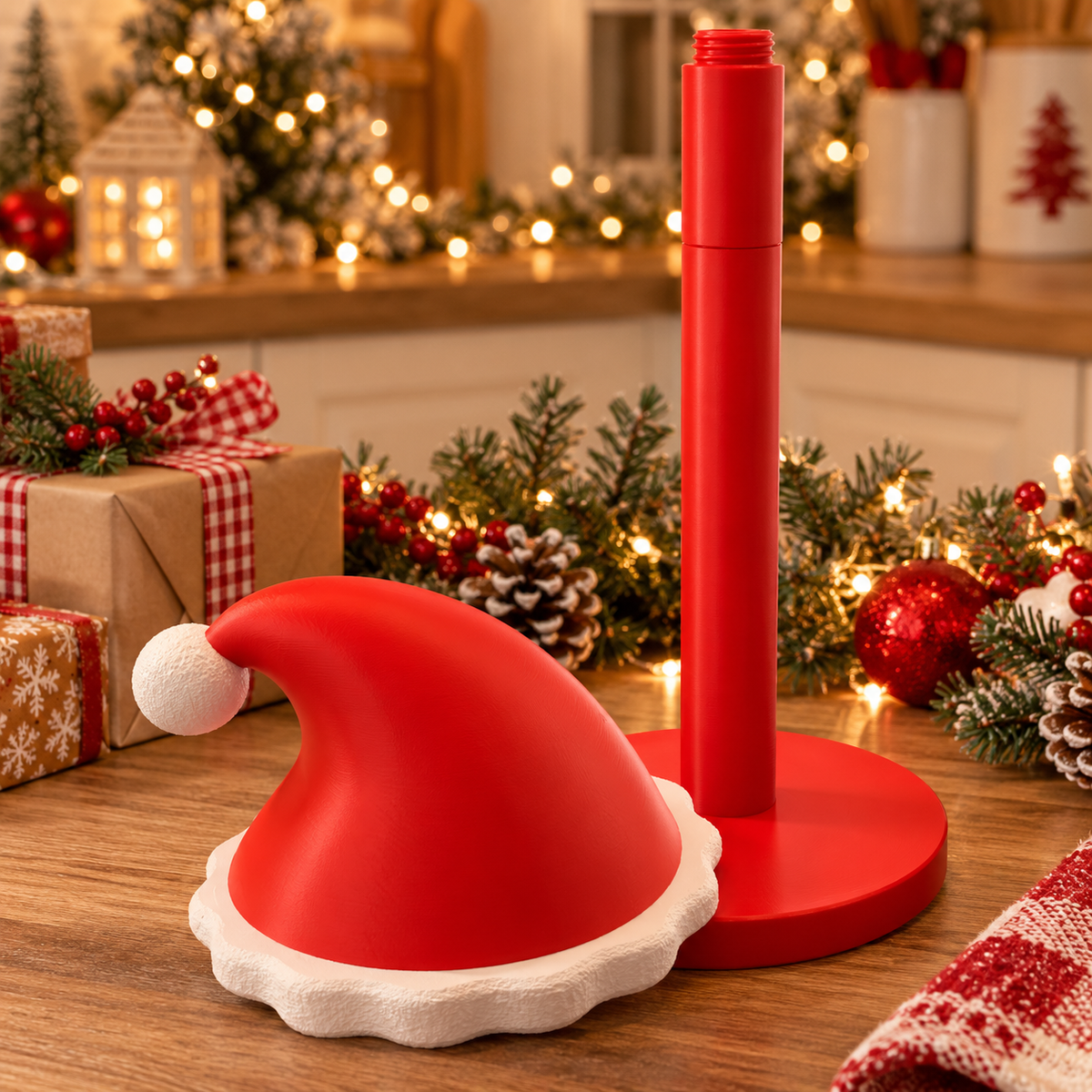 🎅 Santa Hat Paper Towel Holder