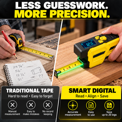 3-in-1 Digital Laser Tape Measure – 16.4 ft Self-Locking Tape, LCD Display & USB-C Charging