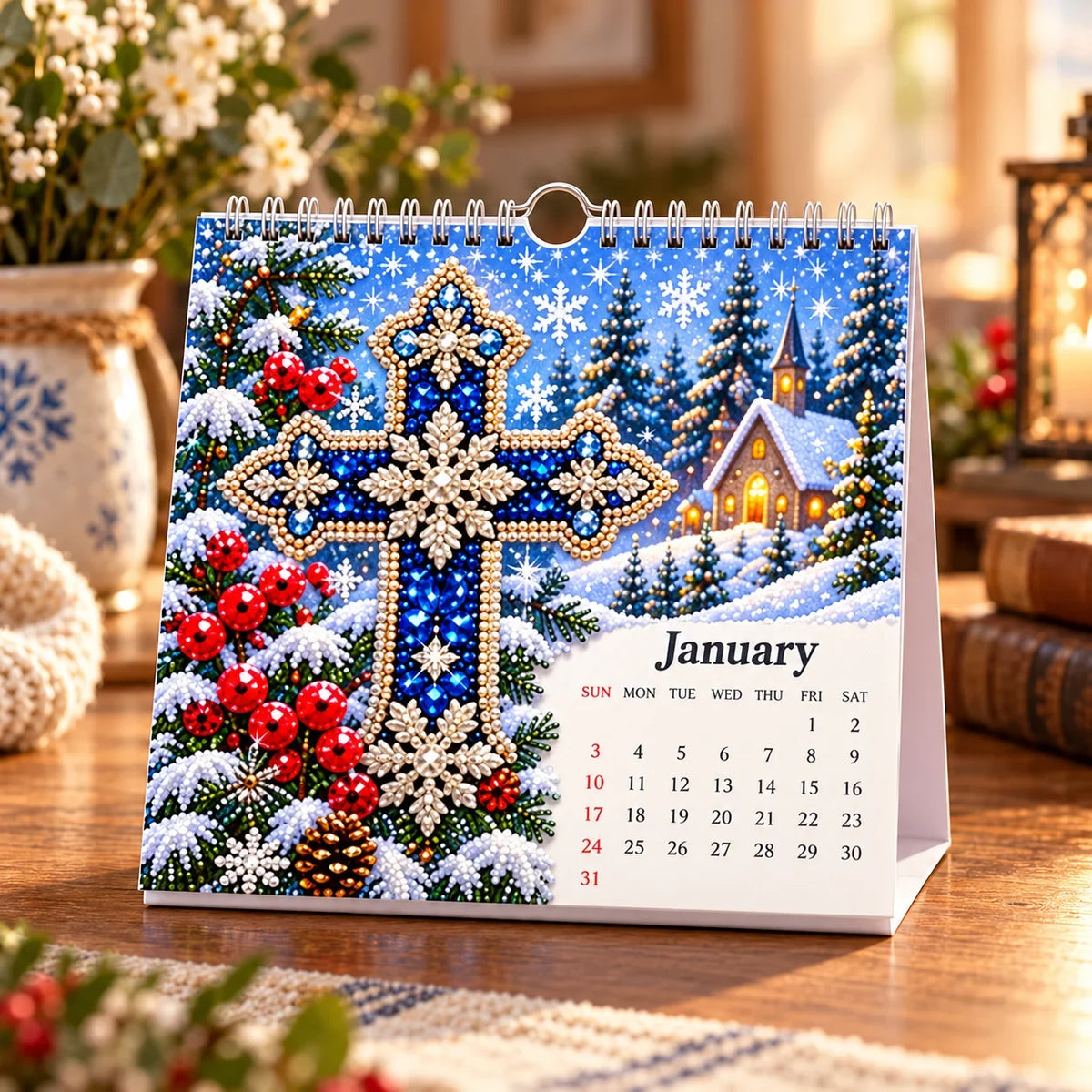 ✝️2027 Faith & Blessings DIY Diamond Art Calendar Kit – 12 Monthly Cross Designs