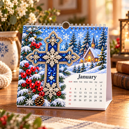 ✝️2027 Faith & Blessings DIY Diamond Art Calendar Kit – 12 Monthly Cross Designs