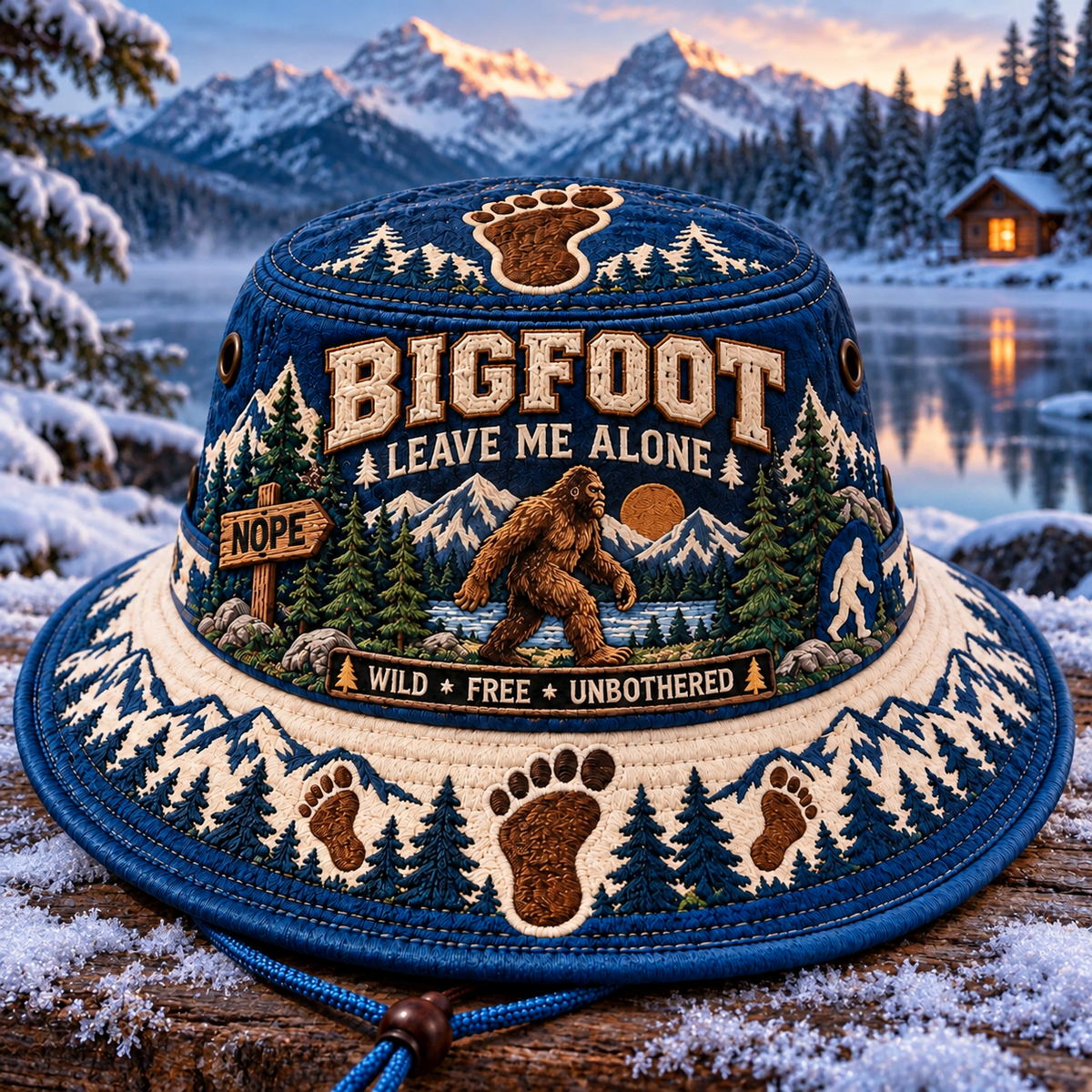 Bigfoot “Leave Me Alone” Embroidered Boonie Hat
