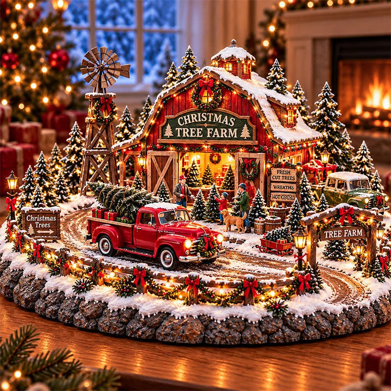 🔥Last Day 50% OFF🔥🚗🎄 Christmas Classic Gas Station Village – Lighted Vintage American Gas Station with Classic Cars