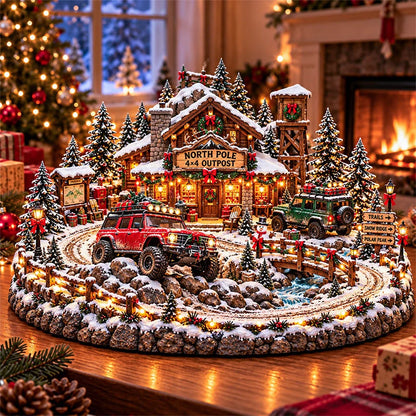 🔥Last Day 50% OFF🔥🚗🎄 Christmas Classic Gas Station Village – Lighted Vintage American Gas Station with Classic Cars