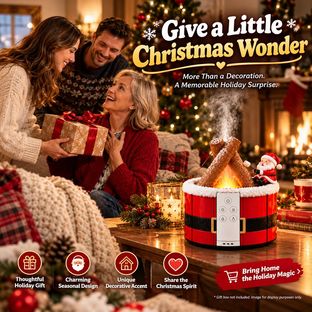🎄 Christmas Campfire Aroma Diffuser – Santa or Gingerbread Design