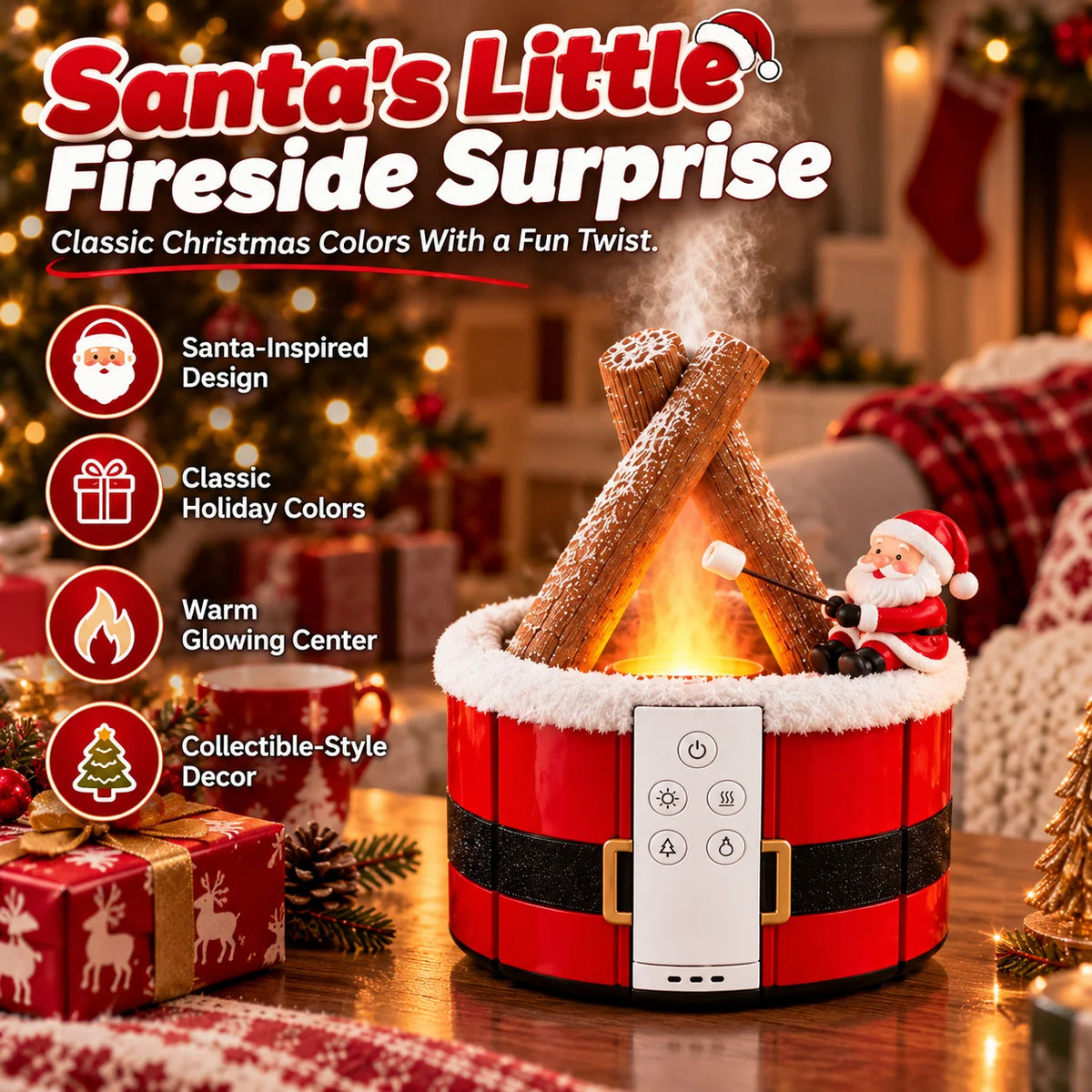🎄 Christmas Campfire Aroma Diffuser – Santa or Gingerbread Design