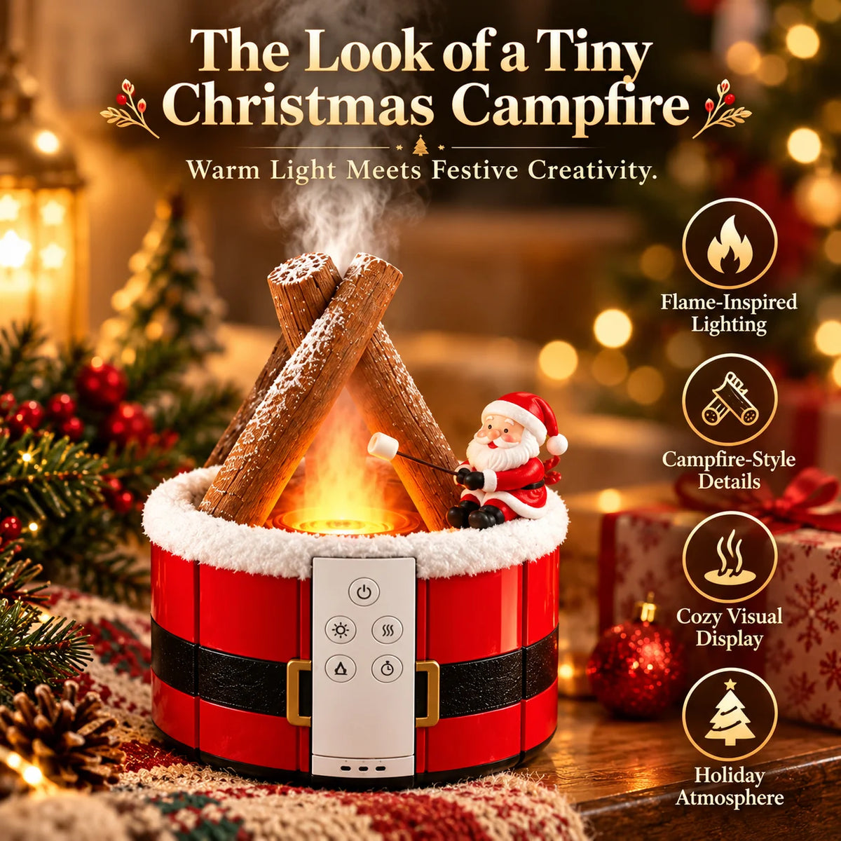 🎄 Christmas Campfire Aroma Diffuser – Santa or Gingerbread Design