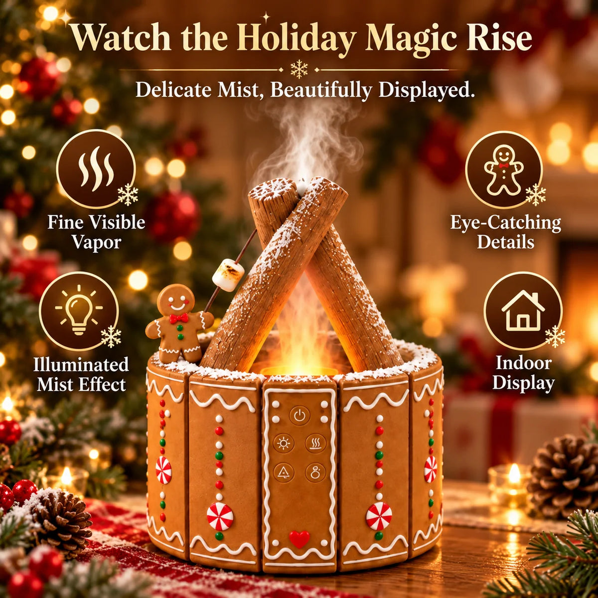 🎄 Christmas Campfire Aroma Diffuser – Santa or Gingerbread Design