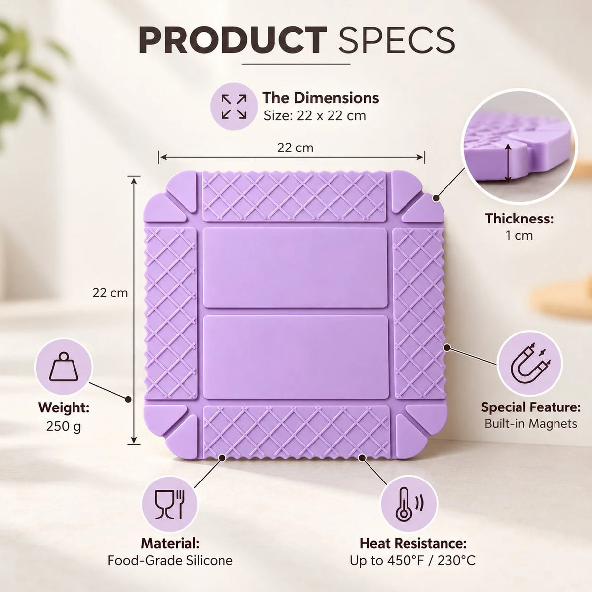 ✨ 3-in-1 Magnetic Silicone Trivet, Cutting Board & Foldable Serving Tray