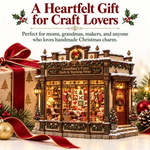 🧵 Grandma’s Cozy Quilt Shop DIY Kit 🎄 | Light-Up Christmas Miniature | Build Your Own Holiday Tradition