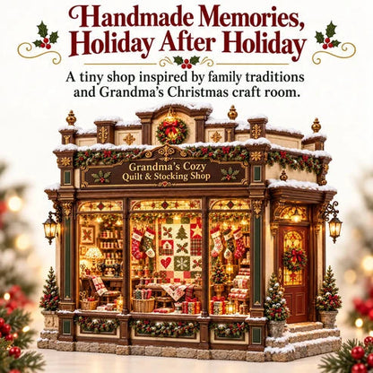 🧵 Grandma’s Cozy Quilt Shop DIY Kit 🎄 | Light-Up Christmas Miniature | Build Your Own Holiday Tradition