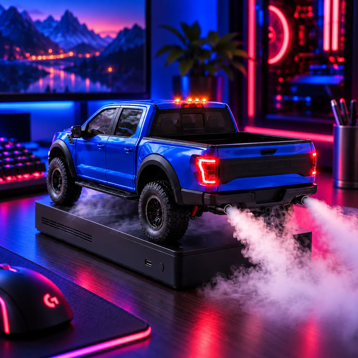 🚘💨 LED Pickup Truck Humidifier – Realistic Exhaust Mist & Cool Truck Desk Decor